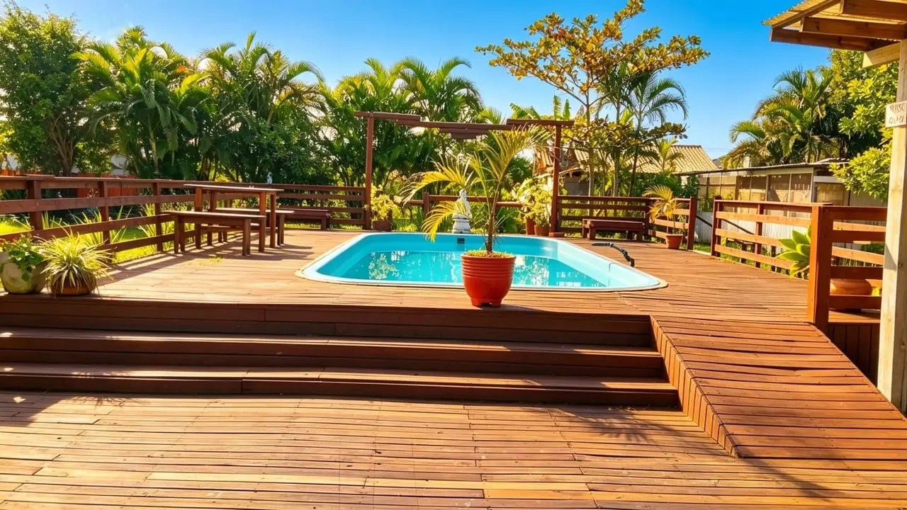 Piscina e deck da Pousada Aurema